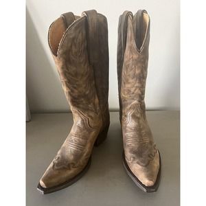 caborca silver brown leather cowboy boots. Sz 7.5 women